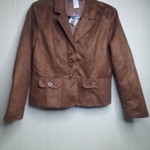Vicki Wayne Jacket Blazer 10P 10 Petite Suede Brown - Picture 13 of 13